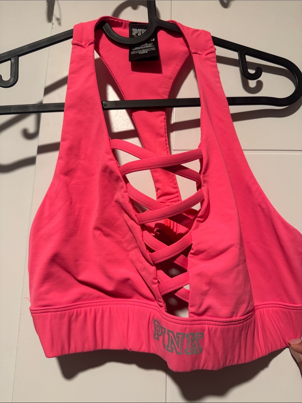 PINK Victoria's Secret Neon Pink Strappy Sports Bralette